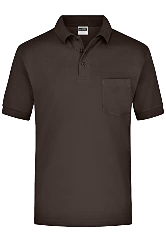 James & Nicholson Kurzarm Poloshirt mit Brusttasche - Klassisches Herrenpolo aus feiner Piqué-Qualität | Farbe: Brown | Grösse: XL von James & Nicholson