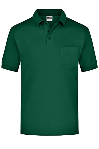 James & Nicholson Kurzarm Poloshirt mit Brusttasche - Klassisches Herrenpolo aus feiner Piqué-Qualität | Farbe: Dark-Green | Grösse: XL von James & Nicholson