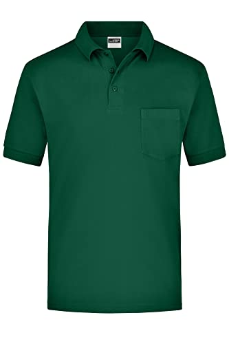 James & Nicholson Kurzarm Poloshirt mit Brusttasche - Klassisches Herrenpolo aus feiner Piqué-Qualität | Farbe: Dark-Green | Grösse: XXL von James & Nicholson