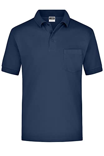 James & Nicholson Kurzarm Poloshirt mit Brusttasche - Klassisches Herrenpolo aus feiner Piqué-Qualität | Farbe: Navy | Grösse: XL von James & Nicholson