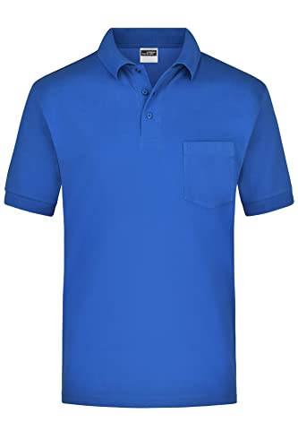 James & Nicholson Kurzarm Poloshirt mit Brusttasche - Klassisches Herrenpolo aus feiner Piqué-Qualität | Farbe: royal | Grösse: XL von James & Nicholson