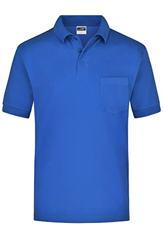 James & Nicholson Kurzarm Poloshirt mit Brusttasche - Klassisches Herrenpolo aus feiner Piqué-Qualität | Farbe: royal | Grösse: XXL von James & Nicholson