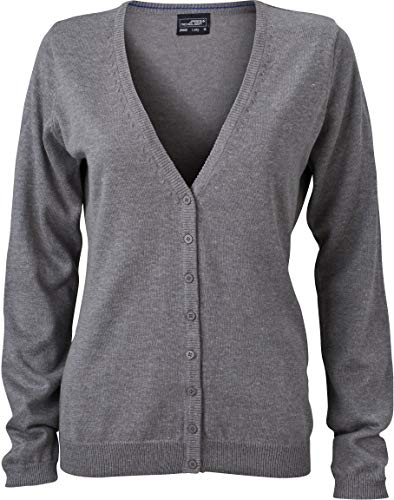 James & Nicholson Ladies' V-Neck Cardigan im Digatex-Package L,Grey-Heather von James & Nicholson