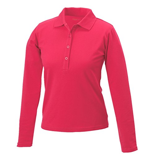 James & Nicholson Langärmeliges Poloshirt mit hohem (M, pink) von James & Nicholson