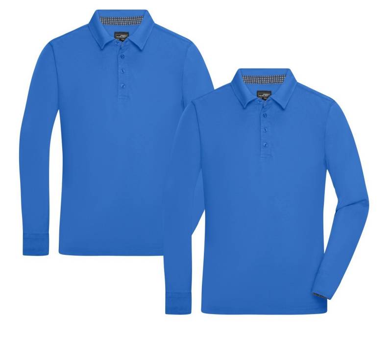 James & Nicholson Langarm-Poloshirt Doppelpack Sportliches Herren Langarm Polo in Washed Optik JN714 (Doppelpack, 2 Stück) Feine Piqué-Qualität von James & Nicholson