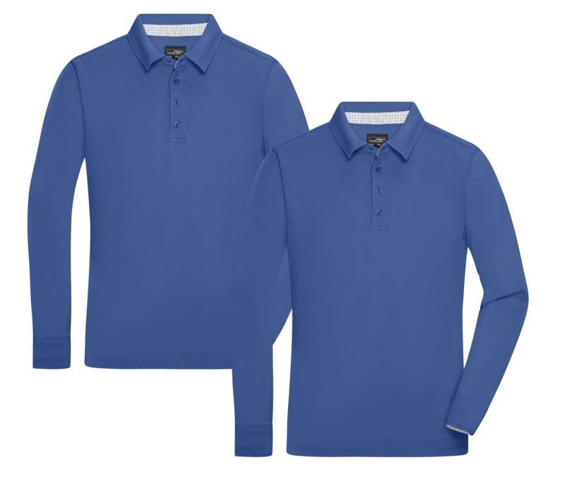 James & Nicholson Langarm-Poloshirt Doppelpack Sportliches Herren Langarm Polo in Washed Optik JN714 (Doppelpack, 2 Stück) Feine Piqué-Qualität von James & Nicholson