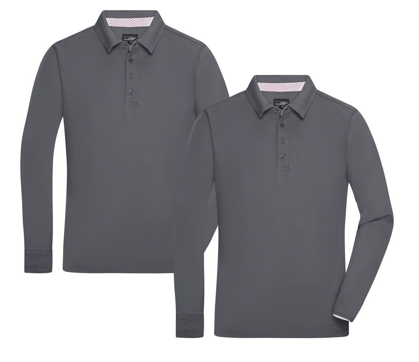 James & Nicholson Langarm-Poloshirt Sportliches Herren Langarm Polo in Washed Optik JN714 (Doppelpack, 2 Stück) Feine Piqué-Qualität von James & Nicholson