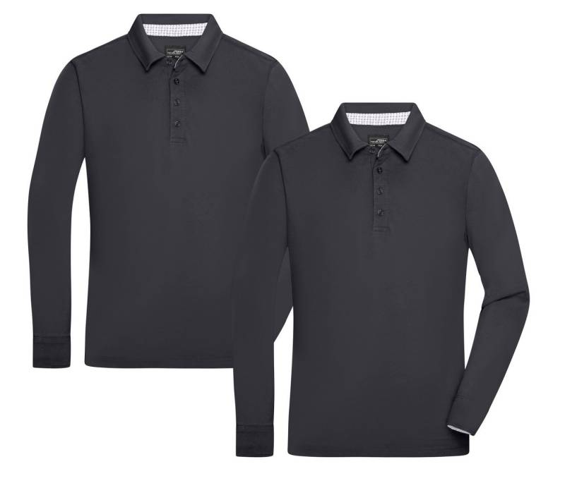 James & Nicholson Langarm-Poloshirt Doppelpack Sportliches Herren Langarm Polo in Washed Optik JN714 (Doppelpack, 2 Stück) Feine Piqué-Qualität von James & Nicholson