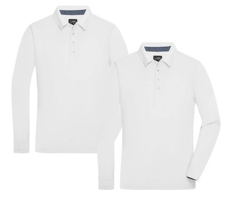 James & Nicholson Langarm-Poloshirt Doppelpack Sportliches Herren Langarm Polo in Washed Optik JN714 (Doppelpack, 2 Stück) Feine Piqué-Qualität von James & Nicholson