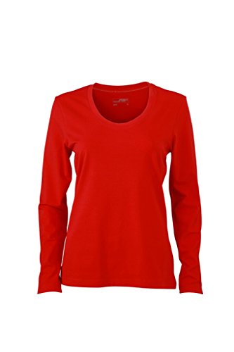 James & Nicholson Langarm Shirts aus weichem Elastic-Single-Jersey (XL, red) von James & Nicholson