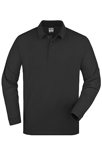 James & Nicholson Langarmpolo - Piqué Poloshirt mit Langen Ärmeln für Damen und Herren | Farbe: Black | Grösse: XXL von James & Nicholson