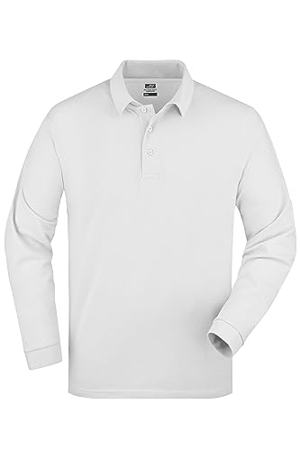 James & Nicholson Langarmpolo - Piqué Poloshirt mit Langen Ärmeln für Damen und Herren | Farbe: White | Grösse: XL von James & Nicholson