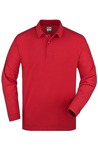 James & Nicholson Langarmpolo - Piqué Poloshirt mit Langen Ärmeln für Damen und Herren | Farbe: red | Grösse: S von James & Nicholson