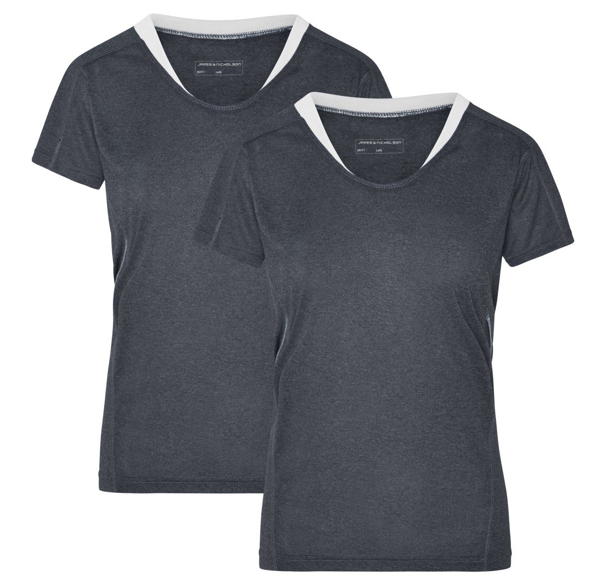 James & Nicholson Laufshirt Doppelpack Damen Kurzarm Laufshirt Running T-Shirt JN471 (Doppelpack, 2 Stück) Atmungsaktiv und Feuchtigkeitsregulierend von James & Nicholson