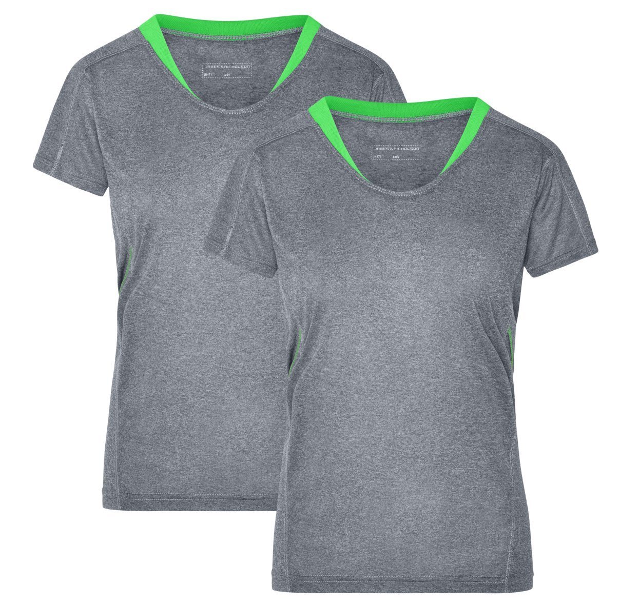 James & Nicholson Laufshirt Doppelpack Damen Kurzarm Laufshirt Running T-Shirt JN471 (Doppelpack, 2 Stück) Atmungsaktiv und Feuchtigkeitsregulierend von James & Nicholson