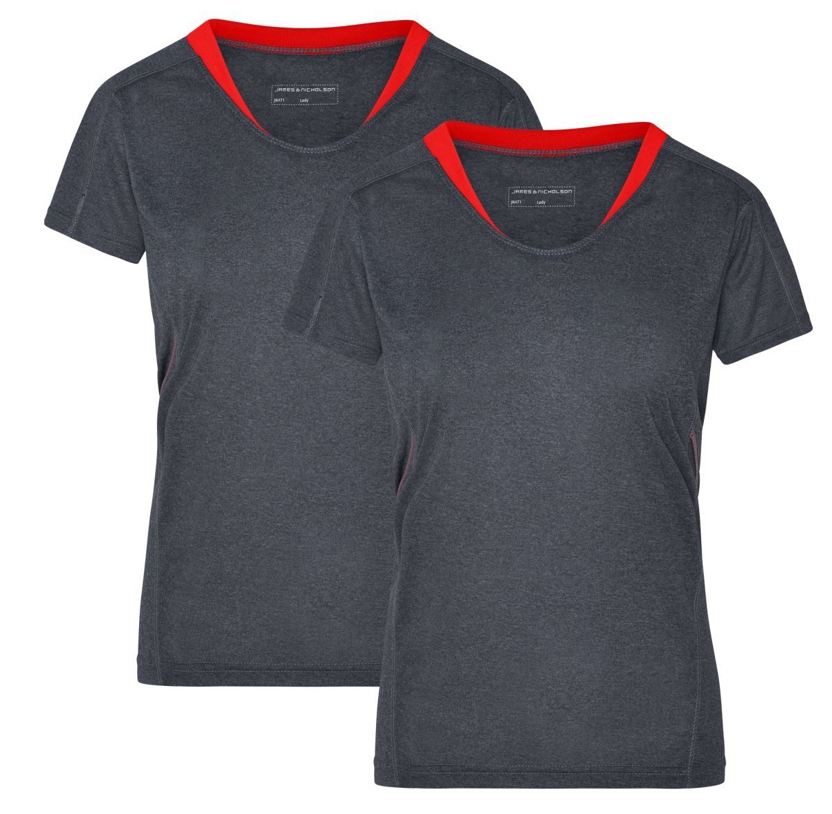 James & Nicholson Laufshirt Doppelpack Damen Kurzarm Laufshirt Running T-Shirt JN471 (Doppelpack, 2 Stück) Atmungsaktiv und Feuchtigkeitsregulierend von James & Nicholson