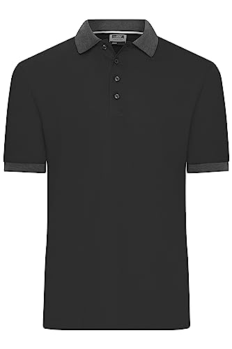 James & Nicholson Männer Polo - Klassisches Polo mit kontrastfarbigem Kragen und Armbündchen in Piqué-Qualität | Farbe: Black/Anthracite-Melange | Grösse: XL von James & Nicholson