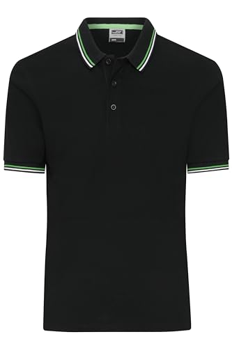 James & Nicholson Männer Polo - Klassisches Polo mit kontrastfarbigem Kragen und Armbündchen in Piqué-Qualität | Farbe: Black/White/Lime-Green | Grösse: XL von James & Nicholson