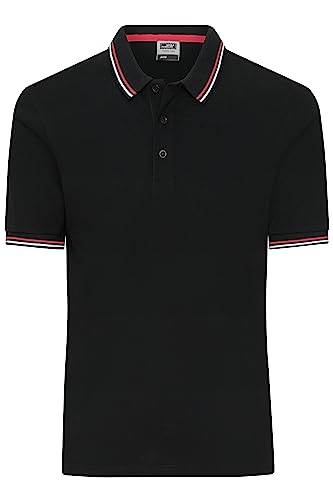 James & Nicholson Männer Polo - Klassisches Polo mit kontrastfarbigem Kragen und Armbündchen in Piqué-Qualität | Farbe: Black/White/red | Grösse: XXL von James & Nicholson