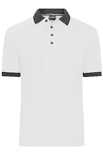 James & Nicholson Männer Polo - Klassisches Polo mit kontrastfarbigem Kragen und Armbündchen in Piqué-Qualität | Farbe: White/Anthracite-Melange | Grösse: XXL von James & Nicholson