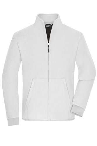James & Nicholson Men's Bonded Fleece Jacket - Fleecejacke mit kontrastfarbiger Innenseite | Farbe: white/dark-grey | Grösse: M von James & Nicholson