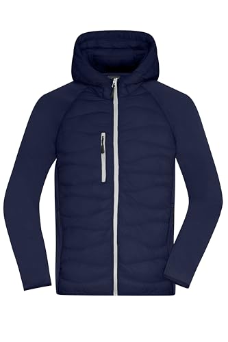 James & Nicholson Men's Hybrid Jacket - Sportliche Jacke mit Kapuze im attraktiven Materialmix | Farbe: navy/navy | Grösse: L von James & Nicholson