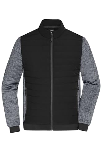 James & Nicholson Men's Padded Hybrid Jacket - Wattierte Jacke mit Stehkragen im attraktiven Materialmix | Farbe: black/carbon-melange | Grösse: 5XL von James & Nicholson