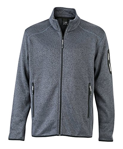 James & Nicholson Modische Strickfleece Jacke mit Stehkragen (XXL, dark-grey-melange/silver) von James & Nicholson