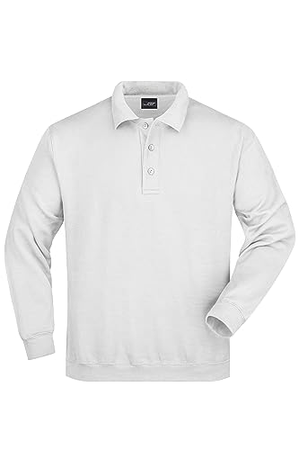 James & Nicholson Polo Sweatshirt - Klassischer Sweat mit gestricktem Polokragen | Farbe: White | Grösse: M von James & Nicholson