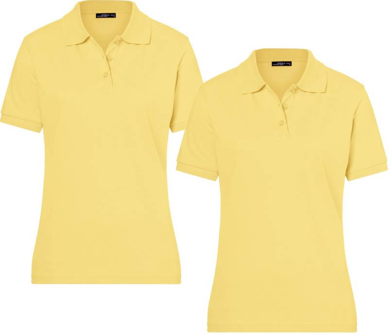 James & Nicholson Poloshirt Doppelpack Feines Damen Piqué-Poloshirt mit gestrickten Bündchen JN071 (Doppelpack, 2er-Pack) Sportlicher Schnitt mit Seitenschlitzen von James & Nicholson
