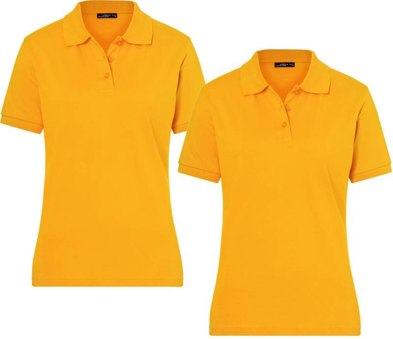 James & Nicholson Poloshirt Doppelpack Feines Damen Piqué-Poloshirt mit gestrickten Bündchen JN071 (Doppelpack, 2er-Pack) Sportlicher Schnitt mit Seitenschlitzen von James & Nicholson