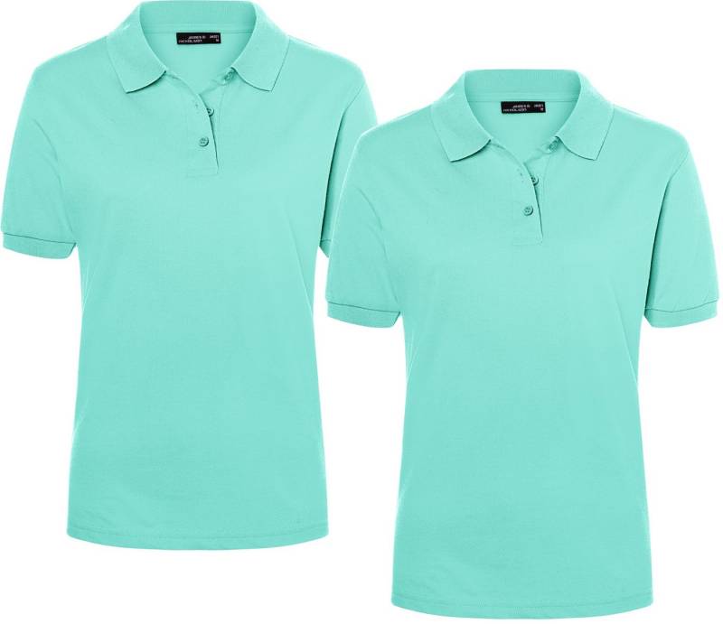 James & Nicholson Poloshirt Doppelpack Feines Damen Piqué-Poloshirt mit gestrickten Bündchen JN071 (Doppelpack, 2er-Pack) Sportlicher Schnitt mit Seitenschlitzen von James & Nicholson