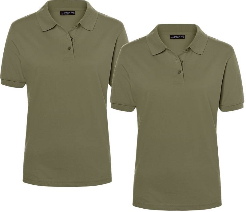 James & Nicholson Poloshirt Doppelpack Feines Damen Piqué-Poloshirt mit gestrickten Bündchen JN071 (Doppelpack, 2er-Pack) Sportlicher Schnitt mit Seitenschlitzen von James & Nicholson