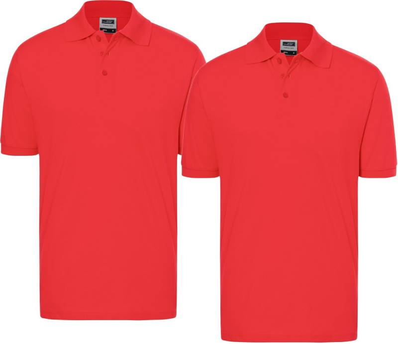 James & Nicholson Poloshirt Doppelpack Feines Herren Piqué-Polohemd mit gestrickten Bündchen JN070 (Doppelpack, 2er-Pack) Sportlicher Schnitt mit Seitenschlitzen von James & Nicholson