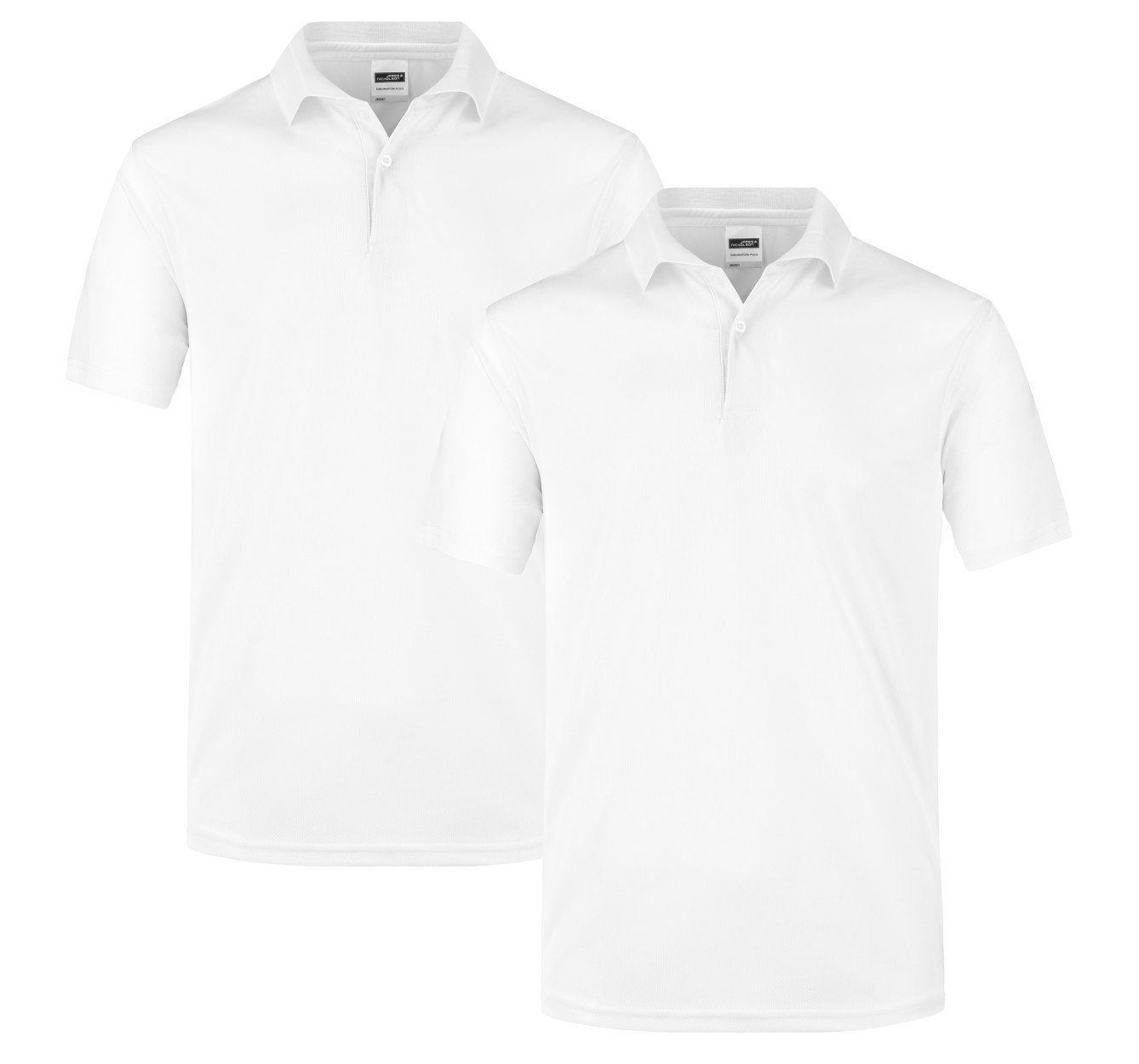 James & Nicholson Poloshirt Herren Basic Poloshirt für Sublimationsdruck (Doppelpack, 2 Stück) Struktur Jersey-"bird eye" von James & Nicholson