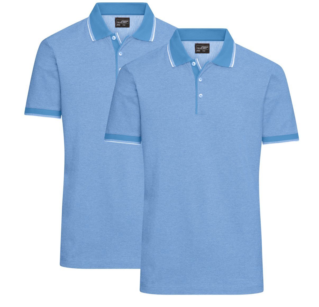 James & Nicholson Poloshirt Doppelpack Herren Poloshirt Baumwoll Pique in bicolor Optik JN704 (2er-Pack) mit Kontraststreifen von James & Nicholson