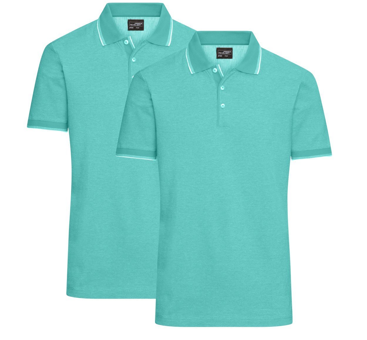 James & Nicholson Poloshirt Doppelpack Herren Poloshirt Baumwoll Pique in bicolor Optik JN704 (2er-Pack) mit Kontraststreifen von James & Nicholson