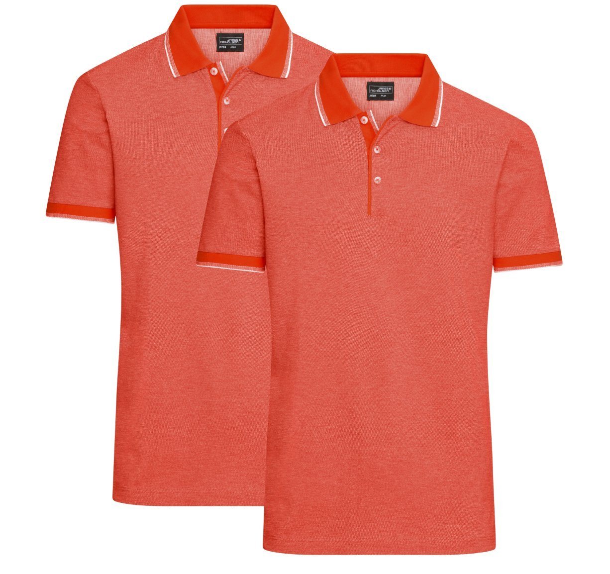 James & Nicholson Poloshirt Doppelpack Herren Poloshirt Baumwoll Pique in bicolor Optik JN704 (2er-Pack) mit Kontraststreifen von James & Nicholson