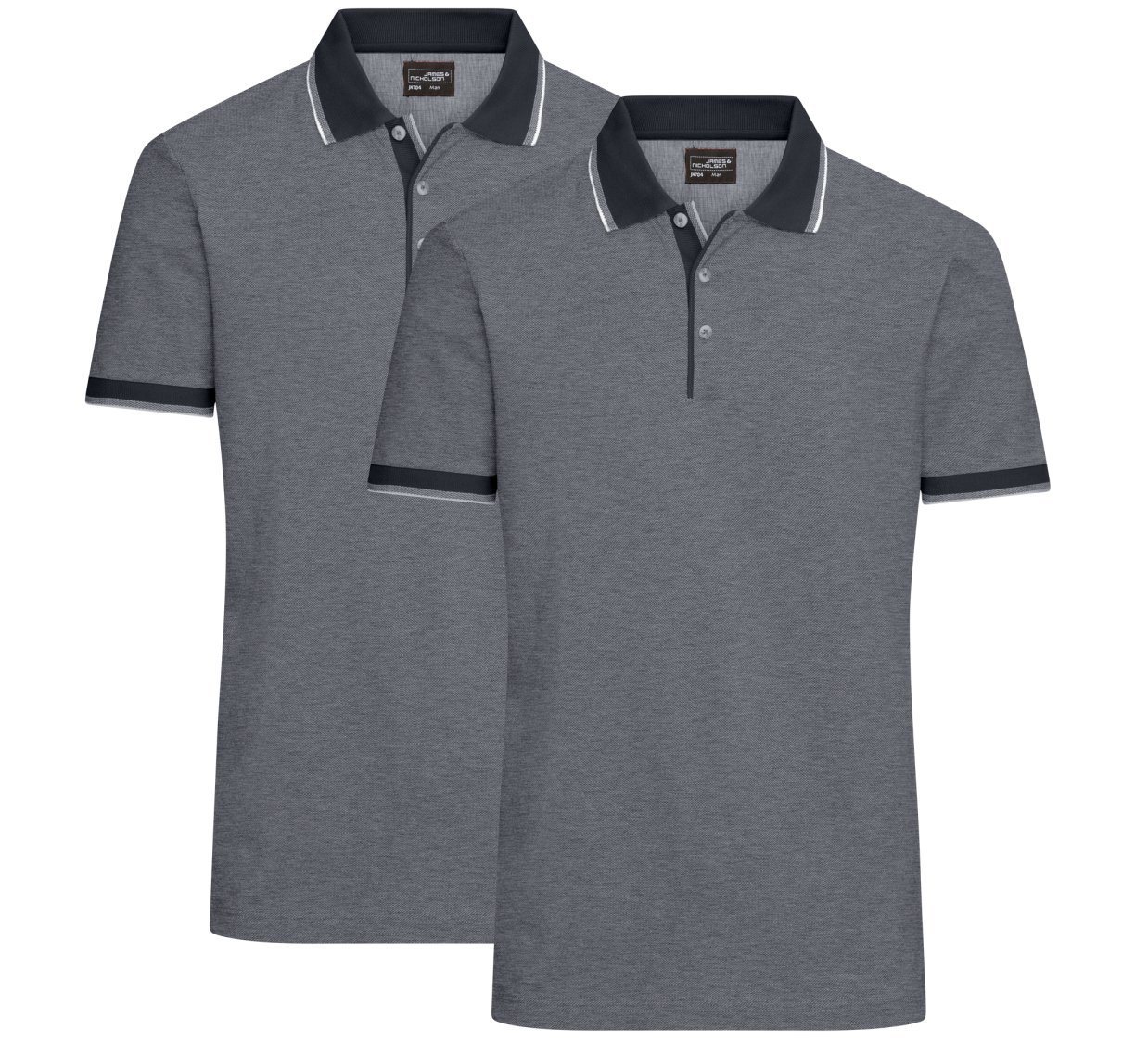 James & Nicholson Poloshirt Doppelpack Herren Poloshirt Baumwoll Pique in bicolor Optik JN704 (2er-Pack) mit Kontraststreifen von James & Nicholson