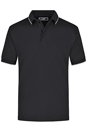 James & Nicholson Poloshirt Kontrast - Farblich akzentuiertes Poloshirt aus gekämmter Baumwolle | Farbe: Black/Silver | Grösse: 3XL von James & Nicholson