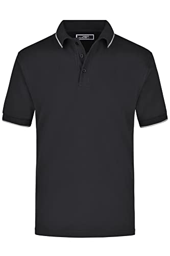 James & Nicholson Poloshirt Kontrast - Farblich akzentuiertes Poloshirt aus gekämmter Baumwolle | Farbe: Black/Silver | Grösse: XXL von James & Nicholson
