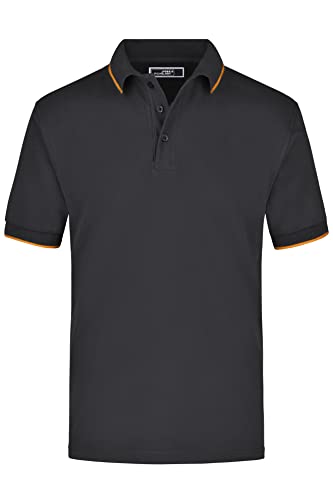 James & Nicholson Poloshirt Kontrast - Farblich akzentuiertes Poloshirt aus gekämmter Baumwolle | Farbe: Black/orange | Grösse: L von James & Nicholson