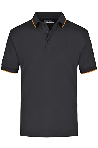 James & Nicholson Poloshirt Kontrast - Farblich akzentuiertes Poloshirt aus gekämmter Baumwolle | Farbe: Black/orange | Grösse: XXL von James & Nicholson