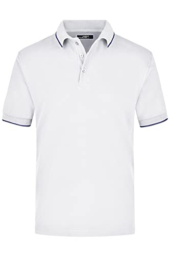 James & Nicholson Poloshirt Kontrast - Farblich akzentuiertes Poloshirt aus gekämmter Baumwolle | Farbe: White/Navy | Grösse: L von James & Nicholson