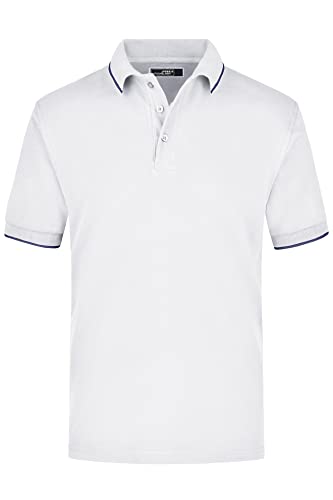 James & Nicholson Poloshirt Kontrast - Farblich akzentuiertes Poloshirt aus gekämmter Baumwolle | Farbe: white/navy | Grösse: XXL von James & Nicholson