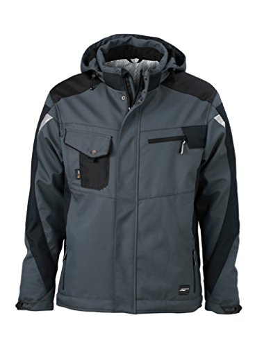 James & Nicholson Professionelle Softshelljacke mit warmem Innenfutter (L, carbon/black) von James & Nicholson