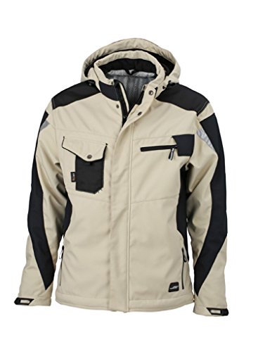 James & Nicholson Professionelle Softshelljacke mit warmem Innenfutter (S, stone/black) von James & Nicholson