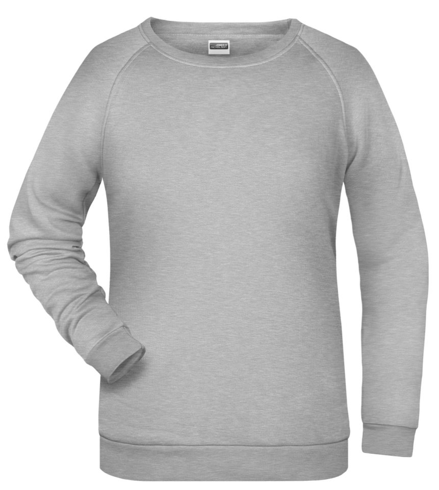 James & Nicholson Sweatshirt Leicht tailliertes Damen Sweatshirt mit Raglan Schnitt JN793 angeraute Innenseite, leicht feminine Form von James & Nicholson