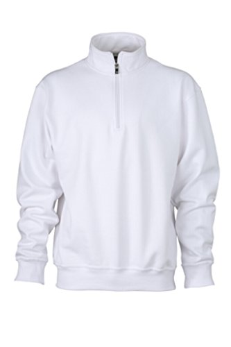 James & Nicholson Sweatshirt mit Stehkragen und Reißverschluss (M, white) von James & Nicholson