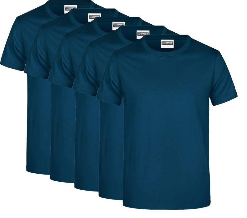 James & Nicholson T-Shirt 5er-Pack Klassisches Herren T-Shirt in Single-Jersey-Qualität JN797 (Spar-Set, 5er-Pack) Single Jersey Basic Shirt von James & Nicholson